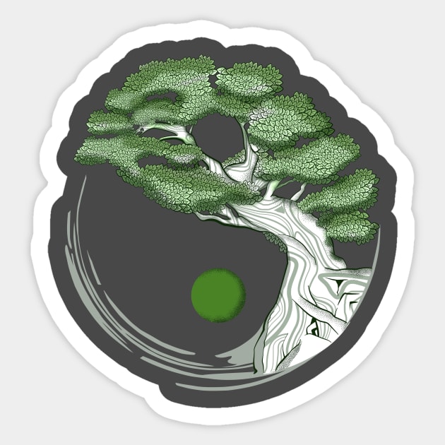 Yin Yang Bonsai Tree Sticker by EPDesignStudio